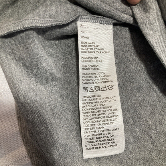 Eddie Bauer Mens Medium M Short Sleeve Crew Neck Lounge T Shirt Gray With Logo - Picture 7 of 11